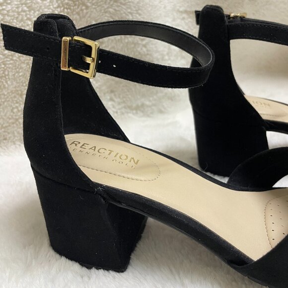 Kennth Cole Women's Black, faux suede, ankle strap, squared toe, 2" heels - Picture 3 of 10